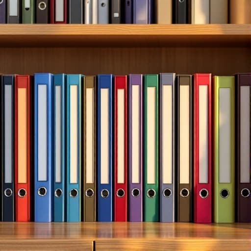 Organized binders and folders on a shelf, representing HOA records retention