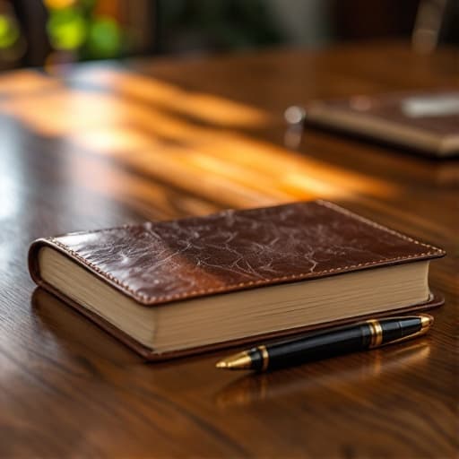 A notebook and pen on a meeting table, representing meeting minutes